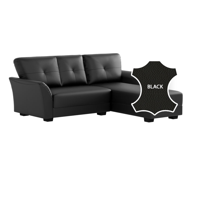 Laura Half Leather 2 Seater with Chaise Sofa