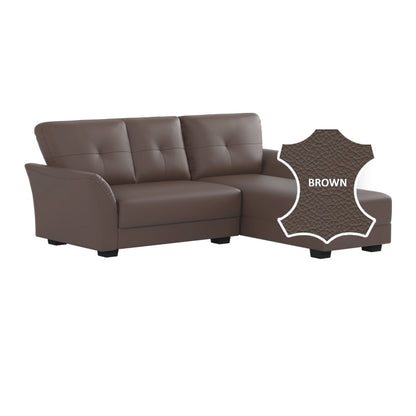 Laura Half Leather 2 Seater with Chaise Sofa
