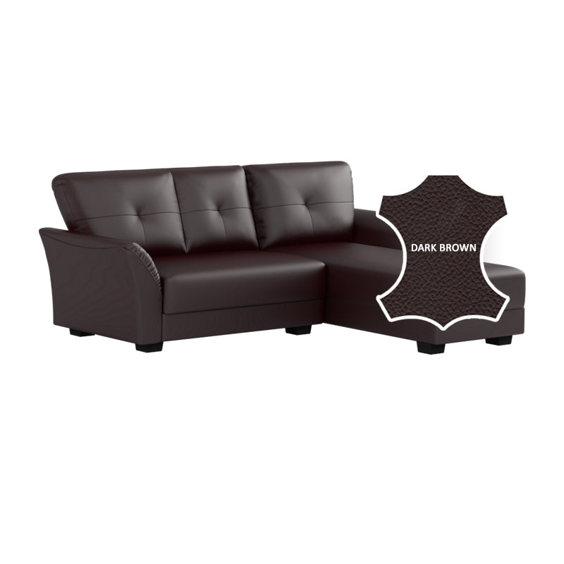 Laura Half Leather 2 Seater with Chaise Sofa