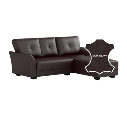 Laura Half Leather 2 Seater with Chaise Sofa