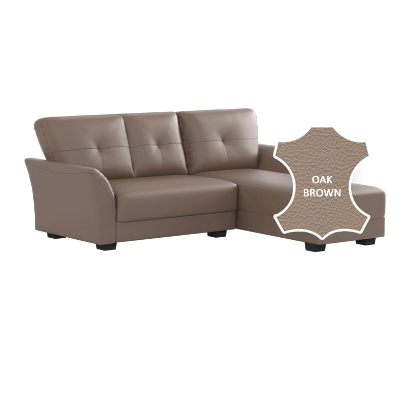 Laura Half Leather 2 Seater with Chaise Sofa