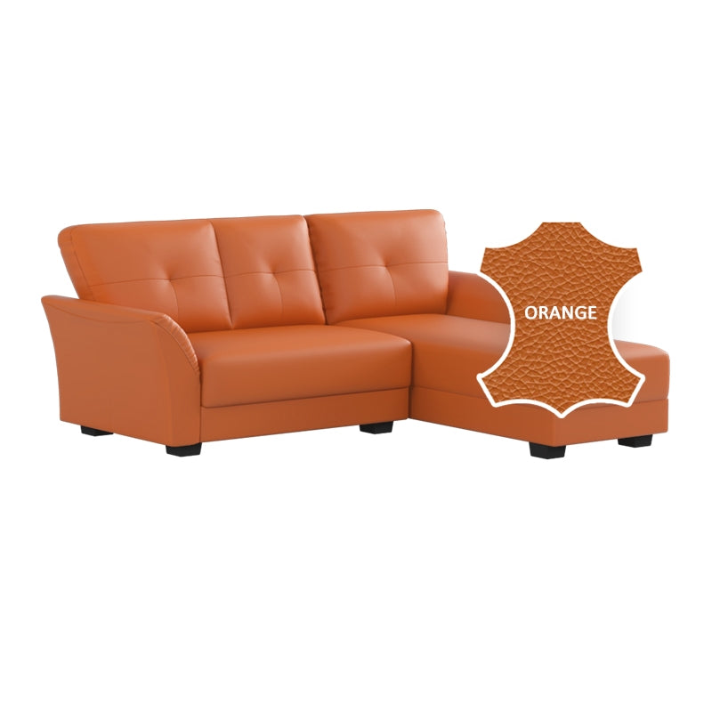 Laura Half Leather 2 Seater with Chaise Sofa