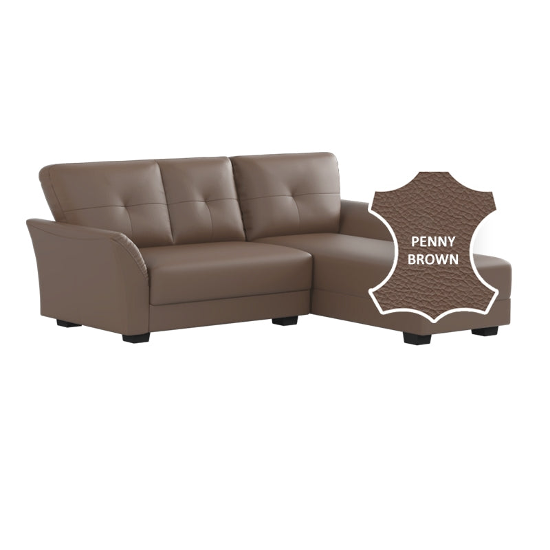 Laura Half Leather 2 Seater with Chaise Sofa