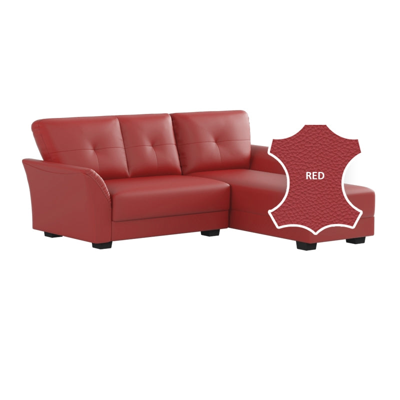 Laura Half Leather 2 Seater with Chaise Sofa