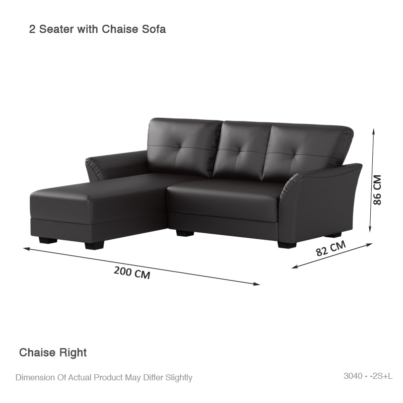 Laura Half Leather 2 Seater with Chaise Sofa