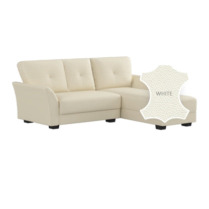 Laura Half Leather 2 Seater with Chaise Sofa