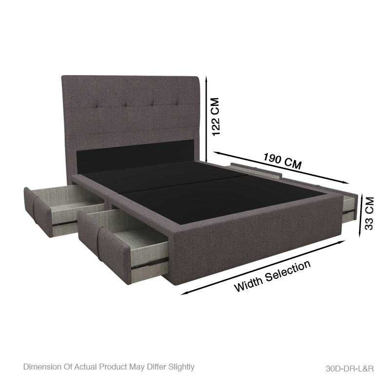 Alice Fabric Drawer Bed with Drawer Left and Right Queen & King