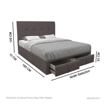 Alice Fabric Drawer Storage Bed with Drawer Front