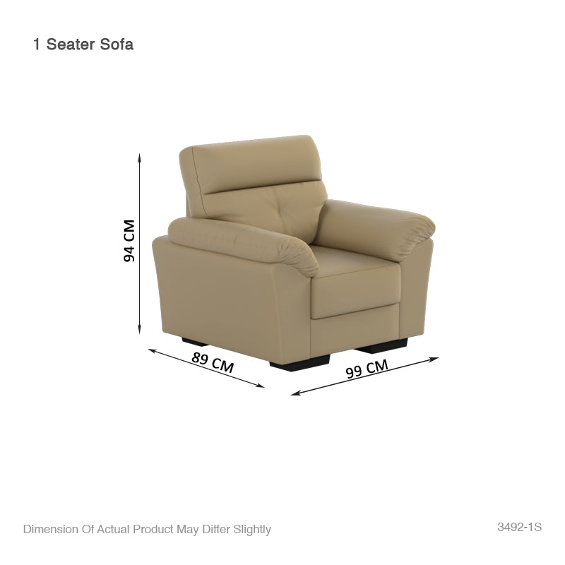 Henry Half Leather Cowhide 1 Seater Sofa