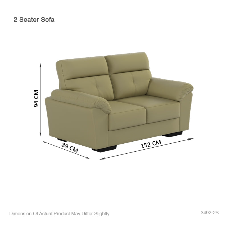 Henry Half Leather Cowhide 2 Seater Sofa