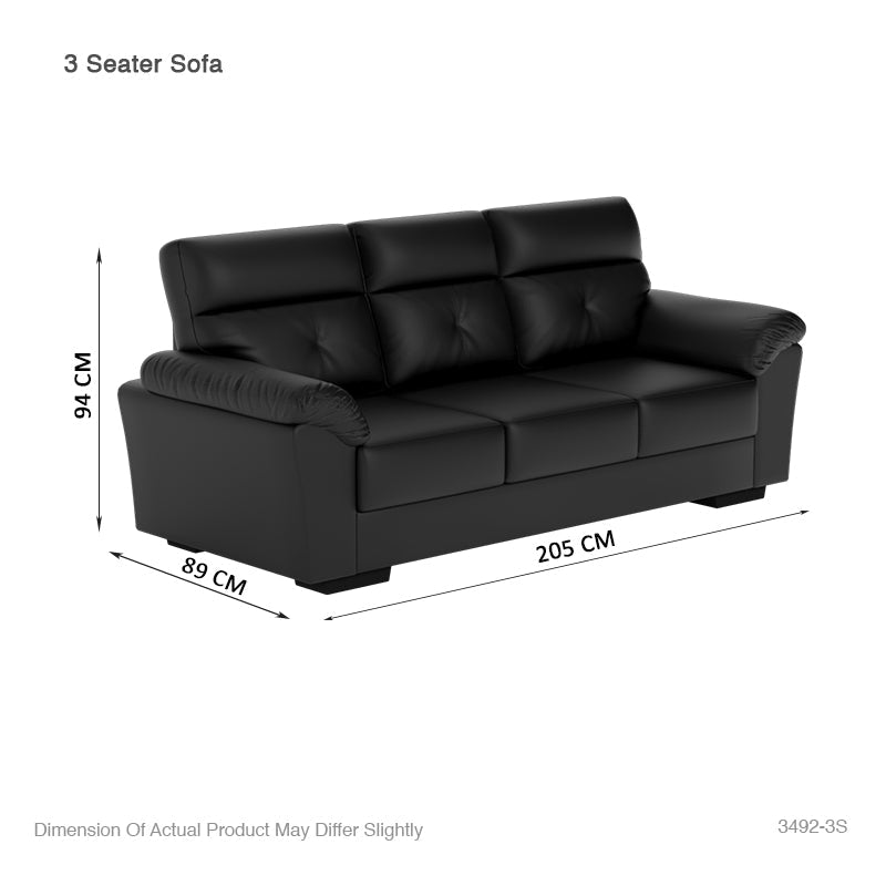 Henry Half Leather Cowhide 3 Seater Sofa