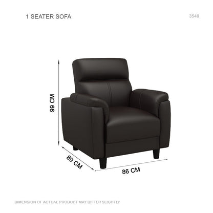 Helen Half Leather Cowhide 1 Seater Sofa