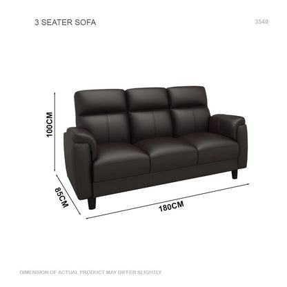 Helen Half Leather Cowhide 3 Seater Sofa