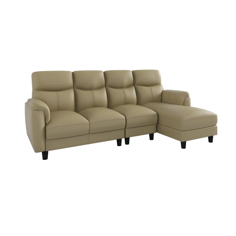 Helen Half Leather Cowhide 3 Seater With Chaise Sofa