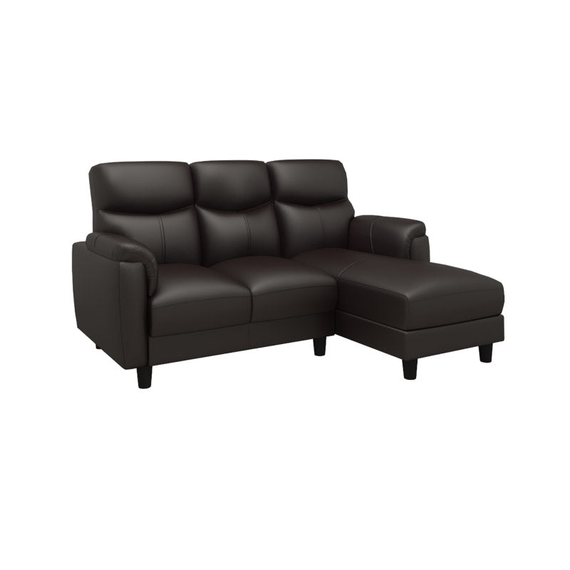 Helen Half Leather Cowhide 2 Seater With Chaise Sofa