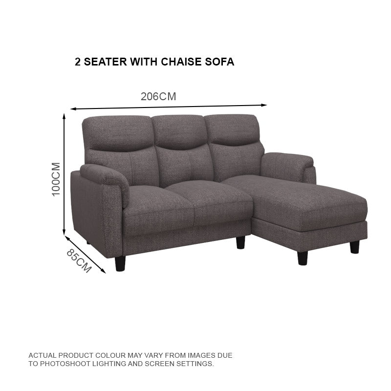 Helen Fabric 2 Seater With Chaise Sofa