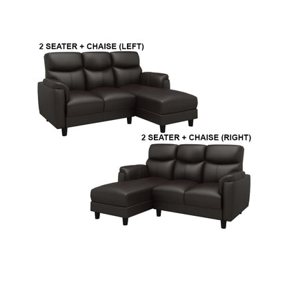 Helen Half Leather Cowhide 2 Seater With Chaise Sofa