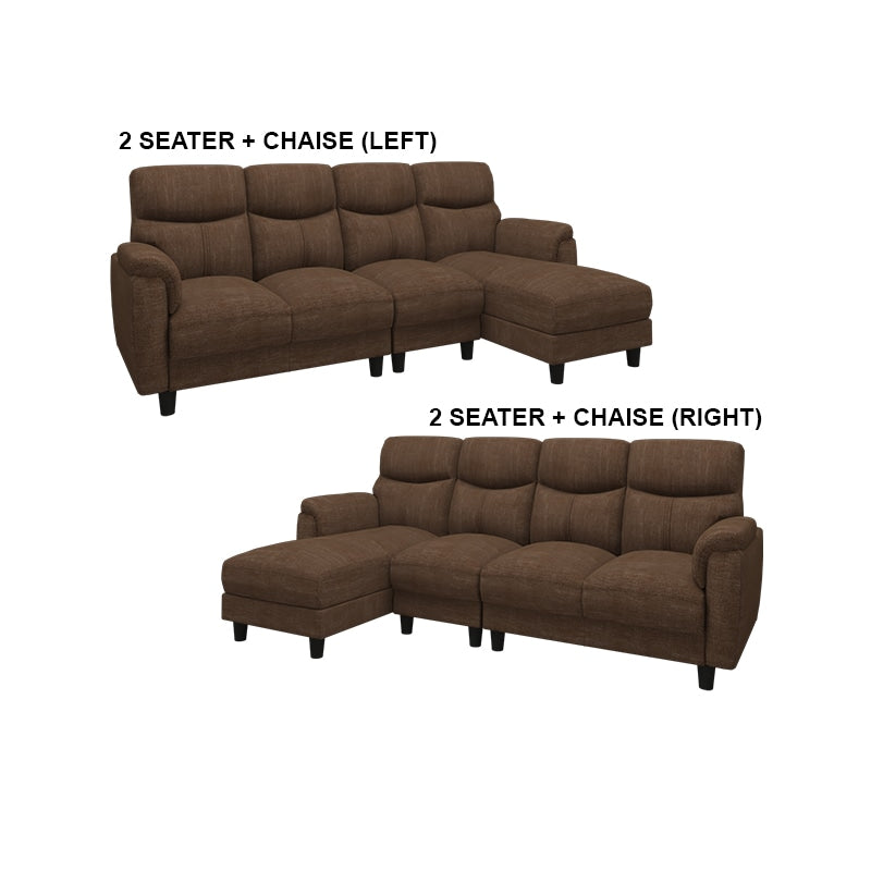 Helen Fabric 3 Seater With Chaise Sofa