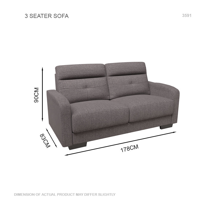 Kaylee Fabric 3 Seater Sofa