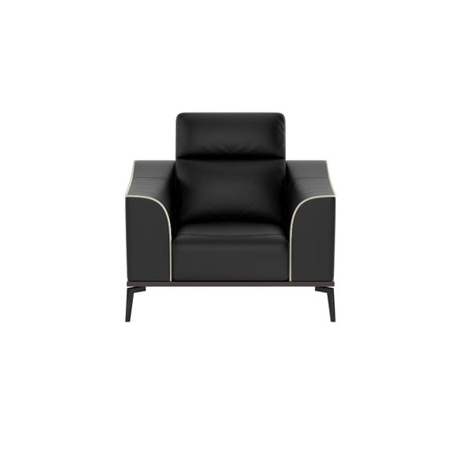 Gianna Half Leather Cowhide 1 Seater Sofa