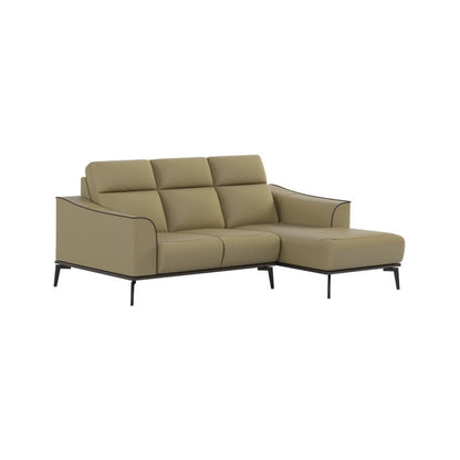 Gianna Half Leather Cowhide 2 Seater With Chaise Sofa