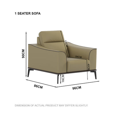 Gianna Half Leather Cowhide 1 Seater Sofa