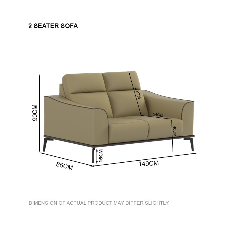 Gianna Half Leather Cowhide 2 Seater Sofa