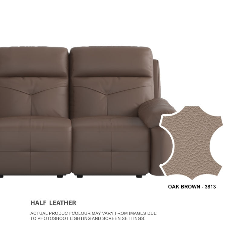 Taylor Half Leather Cowhide 3 Seater Sofa