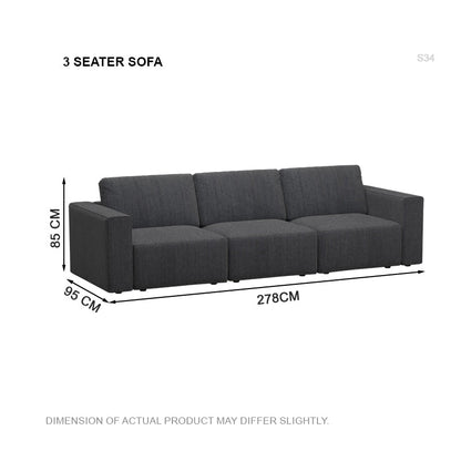 Jade Fabric 3 Seater Sofa