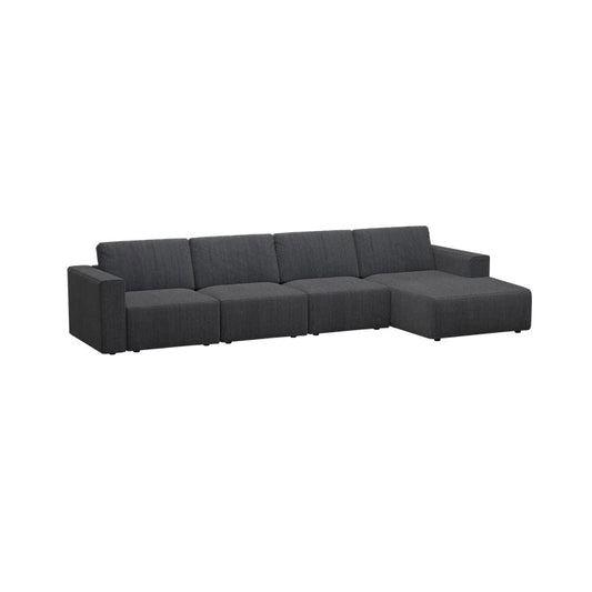 Jade Fabric 3 Seater With Chaise Sofa