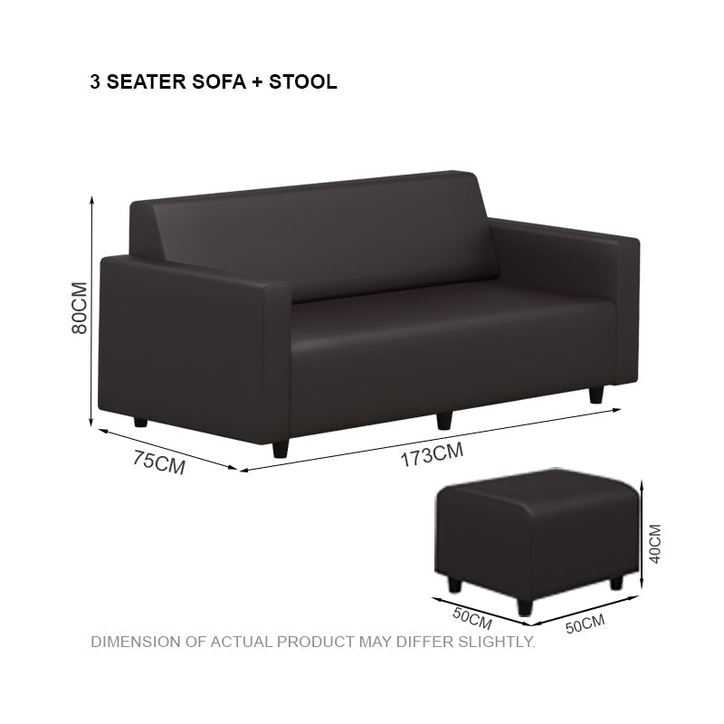 Luna Faux Leather 3 Seater + Stool Sofa