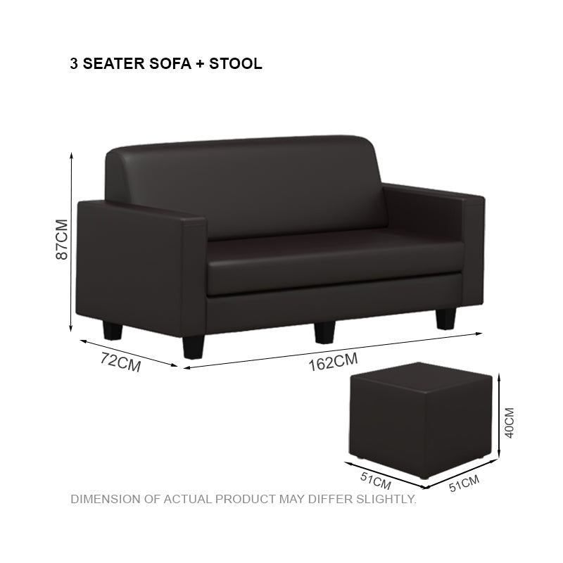 Khloe Faux Leather 3 Seater + Stool Sofa