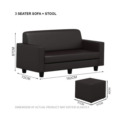 Khloe Faux Leather 3 Seater + Stool Sofa