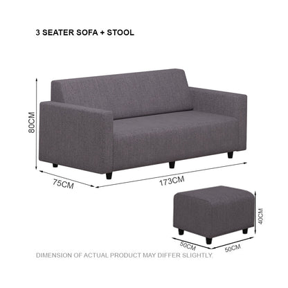 Luna Fabric 3 Seater + Stool Sofa