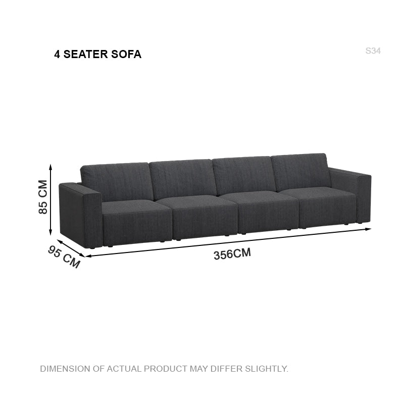 Jade Fabric 4 Seater Sofa