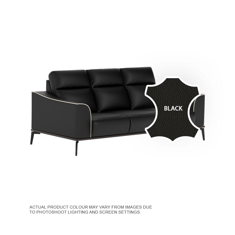 Gianna Half Leather Cowhide 3 Seater Sofa