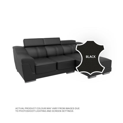 Lyla Half Leather Cowhide 2 Seater With Chaise Sofa