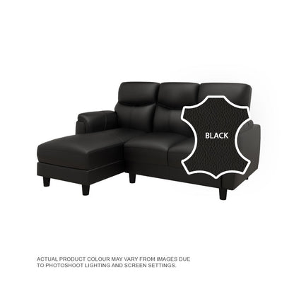 Helen Half Leather Cowhide 2 Seater With Chaise Sofa