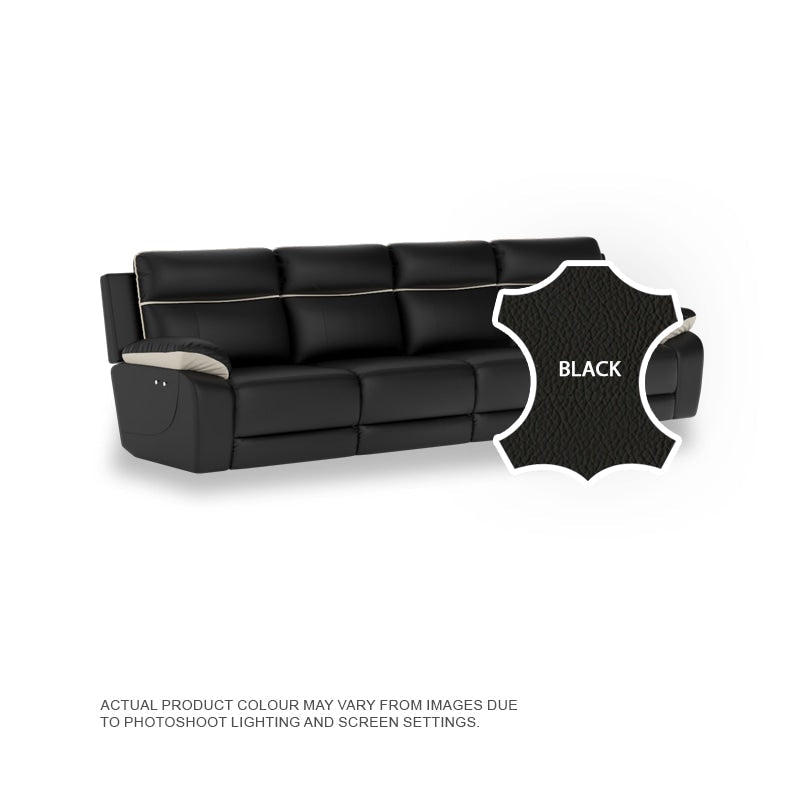 Nina Half Leather Cowhide 4 Seater Sofa