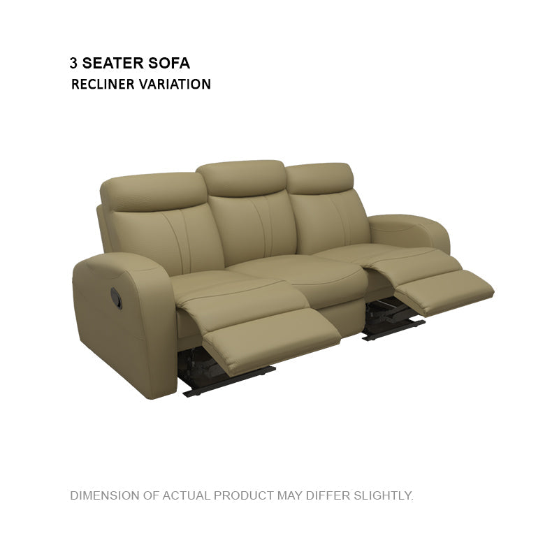 Alice Half Leather Cowhide 3 Seater Sofa