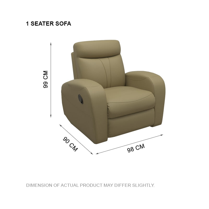 Alice Half Leather Cowhide 1 Seater Sofa