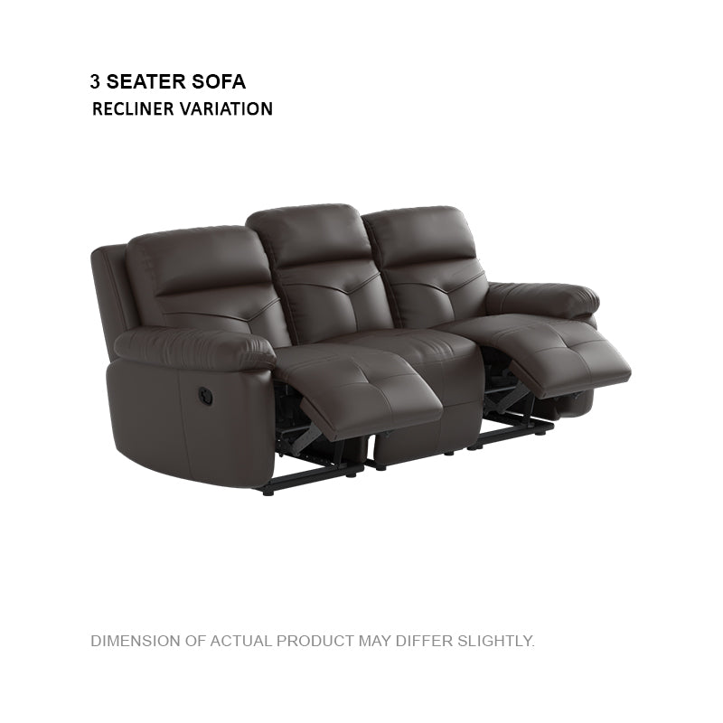 Taylor Half Leather Cowhide 3 Seater Sofa