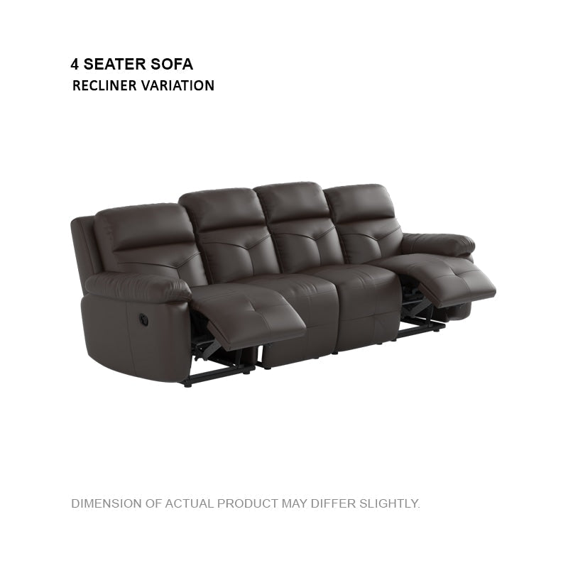 Taylor Half Leather Cowhide 4 Seater Sofa