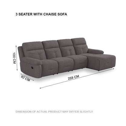 Taylor Fabric 3 Seater With Chaise Sofa