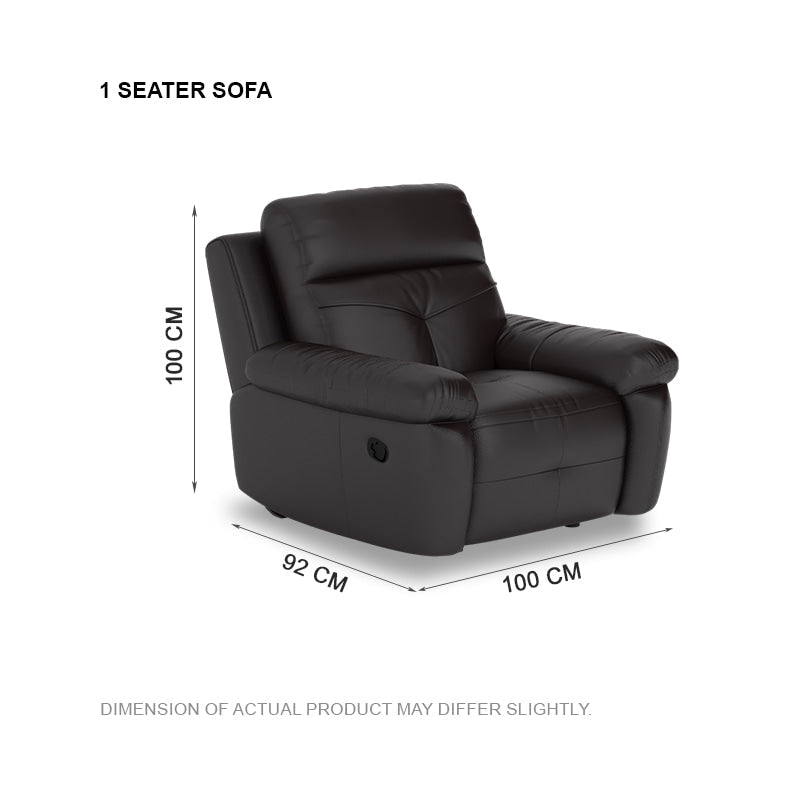 Taylor Half Leather Cowhide 1 Seater Sofa