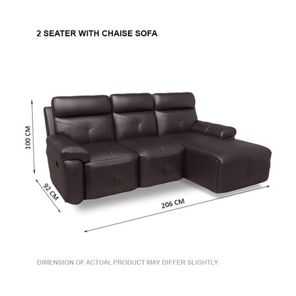Taylor Half Leather Cowhide 2 Seater With Chaise Sofa