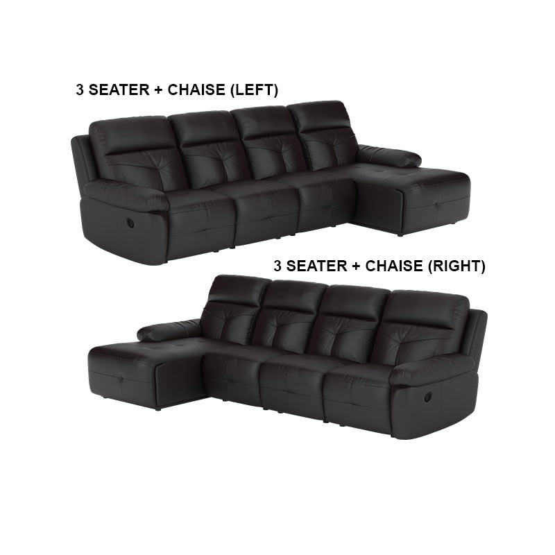 Taylor Half Leather Cowhide 3 Seater With Chaise Sofa