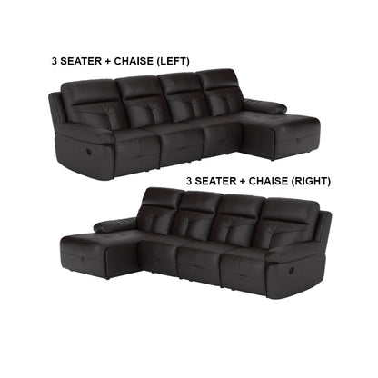 Taylor Half Leather Cowhide 3 Seater With Chaise Sofa