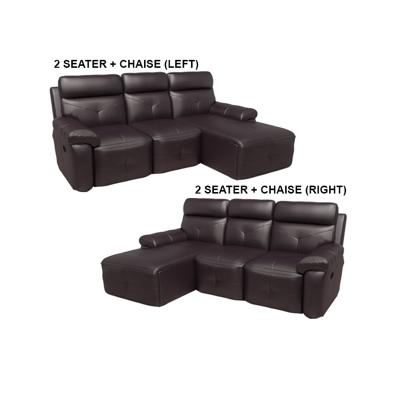 Taylor Half Leather Cowhide 2 Seater With Chaise Sofa