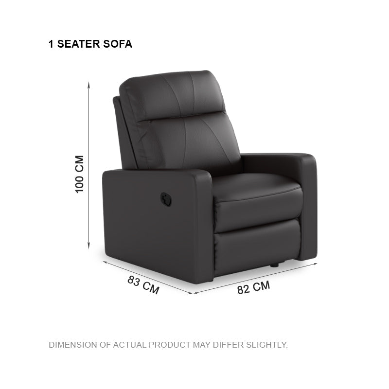 Naomi Half Leather Cowhide 1 Seater Sofa
